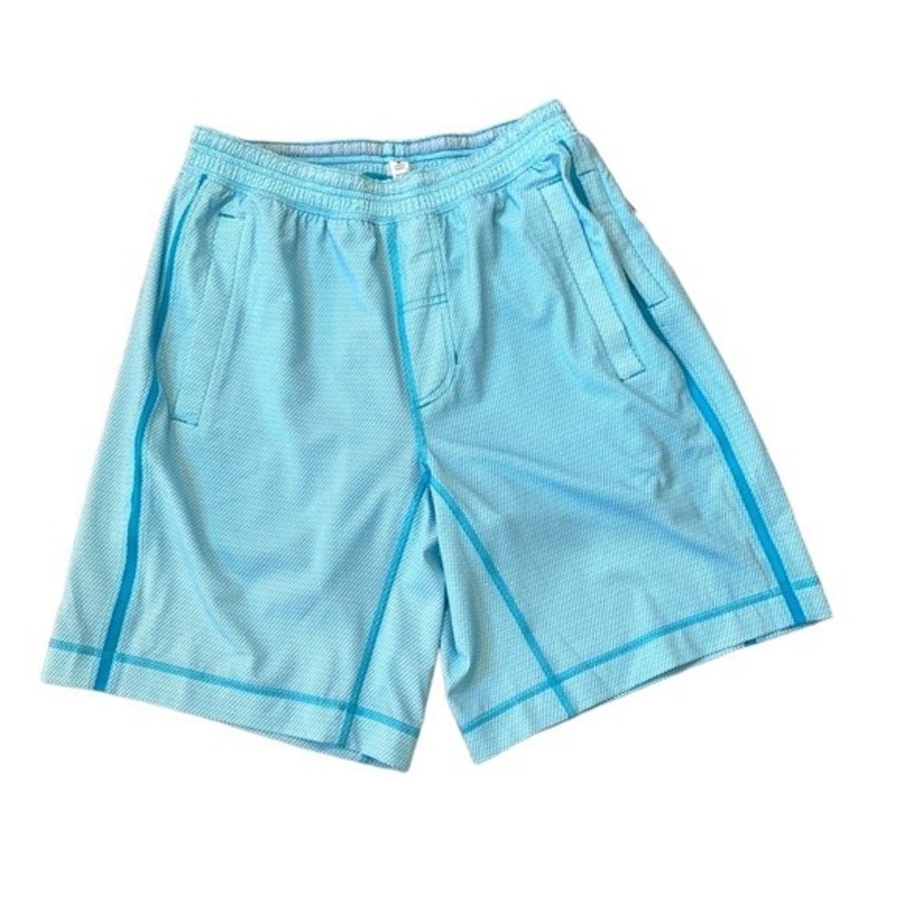 Lululemon Pace Breaker 9" Inseam Shorts Teal Blue White Check Lined Medium New